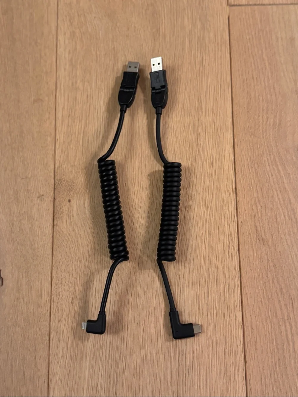 Set of Coiled USB to Lightning & USB-C Charging Cables